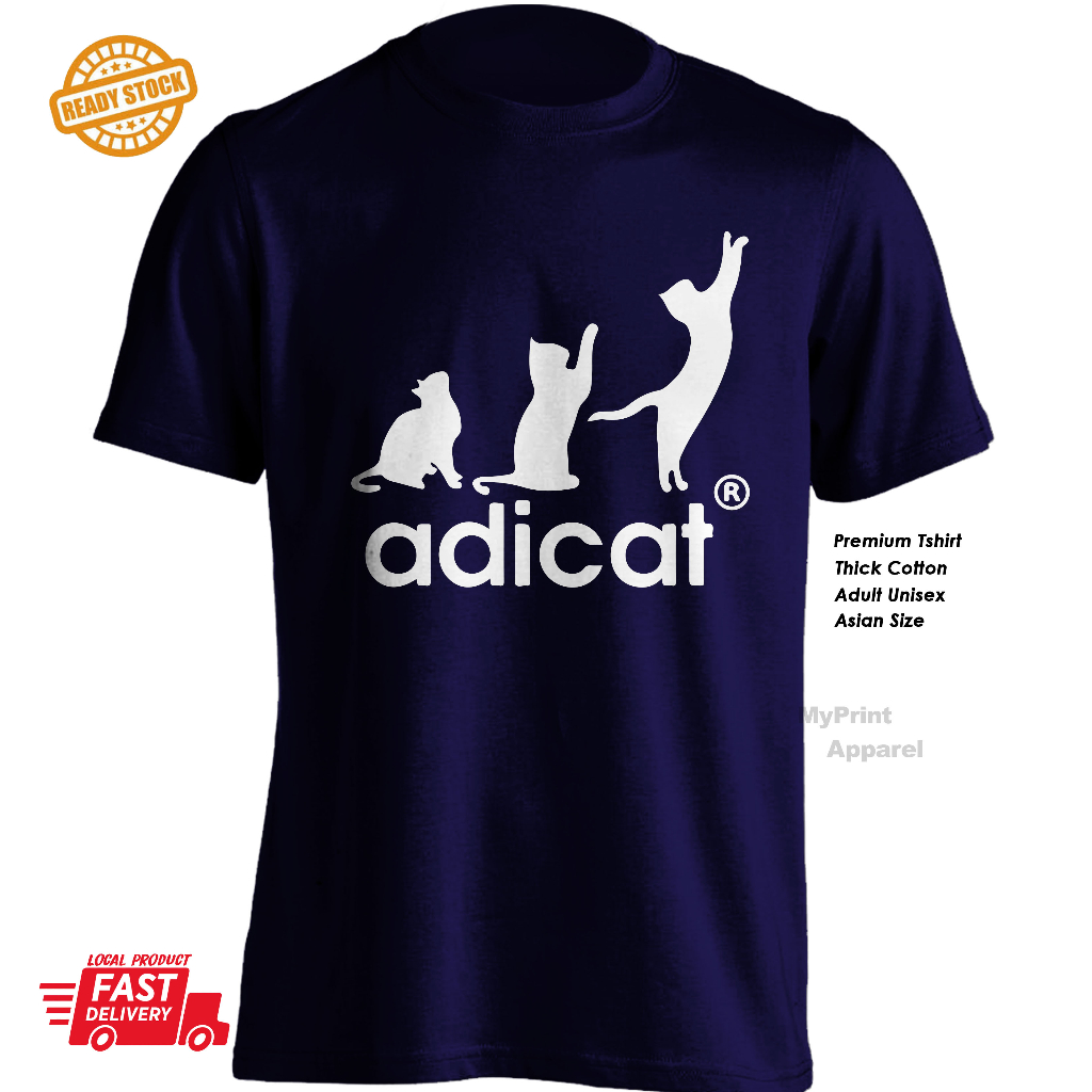 Adicat cat parody kucing oyen meow funny tshirt Cotton Shopee