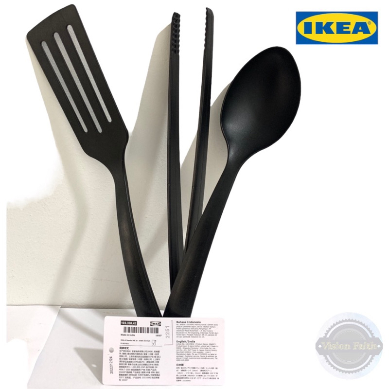 IKEA GNARP 3Piece Kitchen Utensil Set (Black) Shopee Singapore
