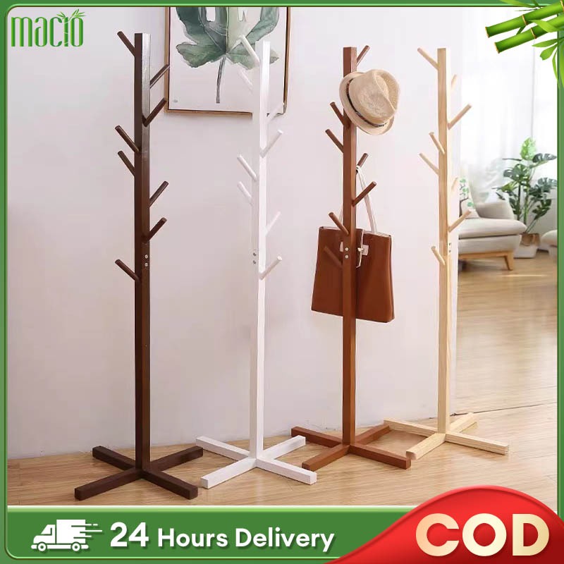 Bamboo Penyangkut Beg Wood/White/Brown Bag Rack Stand Solid 8 Hooks ...