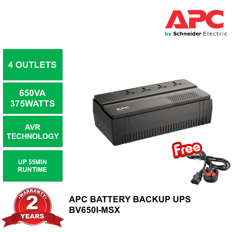 UPS APC 1000VA (600W) ( BV1000I-MS ) BLACK