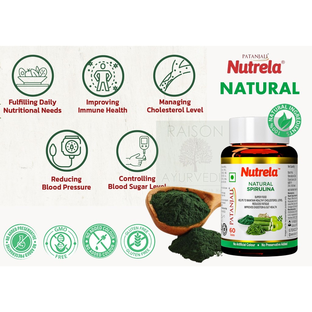 Patanjali Nutrela Spirulina Natural 60 Tablets Shopee Singapore