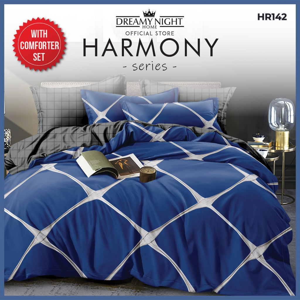 Set] Dreamynight Home Harmony Series 700TC Comforter Set Simple Design Queen / King