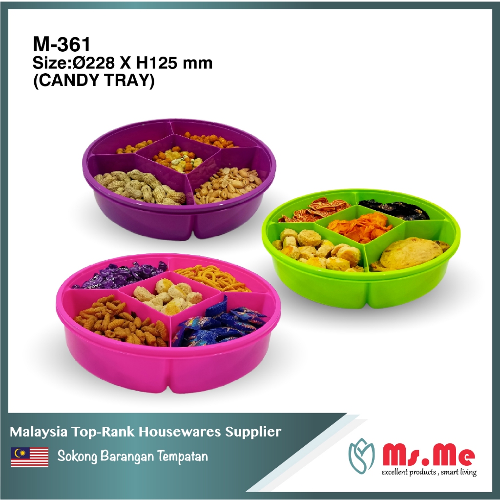 Ms.Me Hari Raya CNY Candy Fruit Kuih 5 Compartment Container Round ...