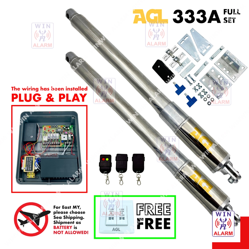 AGL 333A ( 2CH 433MHZ ) SWING ARM AUTO GATE SYSTEM ( FULL SET ...