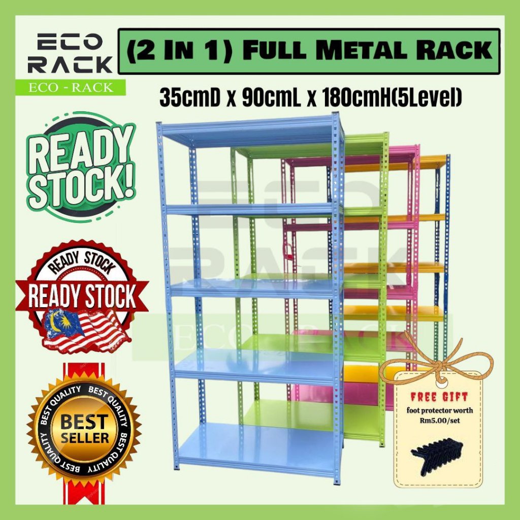 35cmD x 90cmL x 180cmH( 5 LEVEL) FULL METAL / KITCHEN RACK/BOOK RACK ...