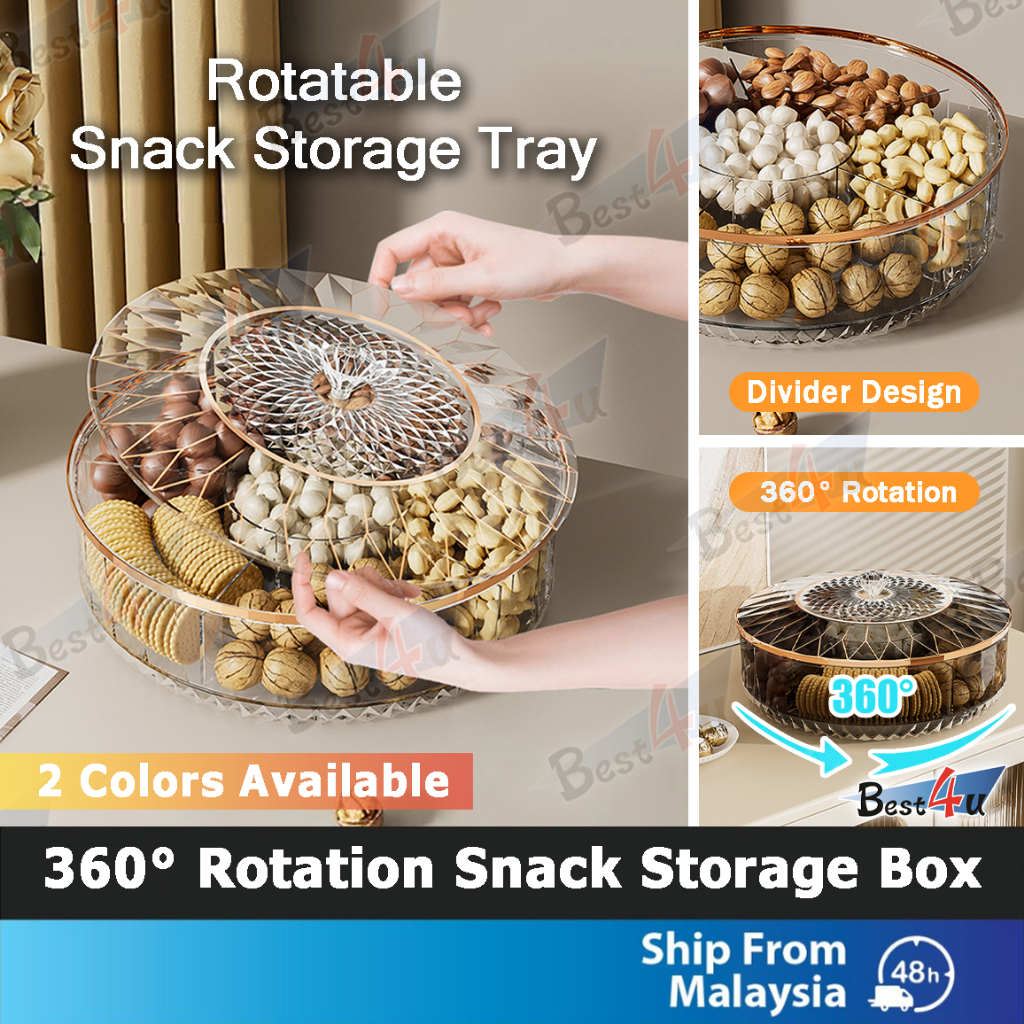 BEST4U Luxury Transparent Rotatable Food Tray with Lid | 6 in 1 Candy ...