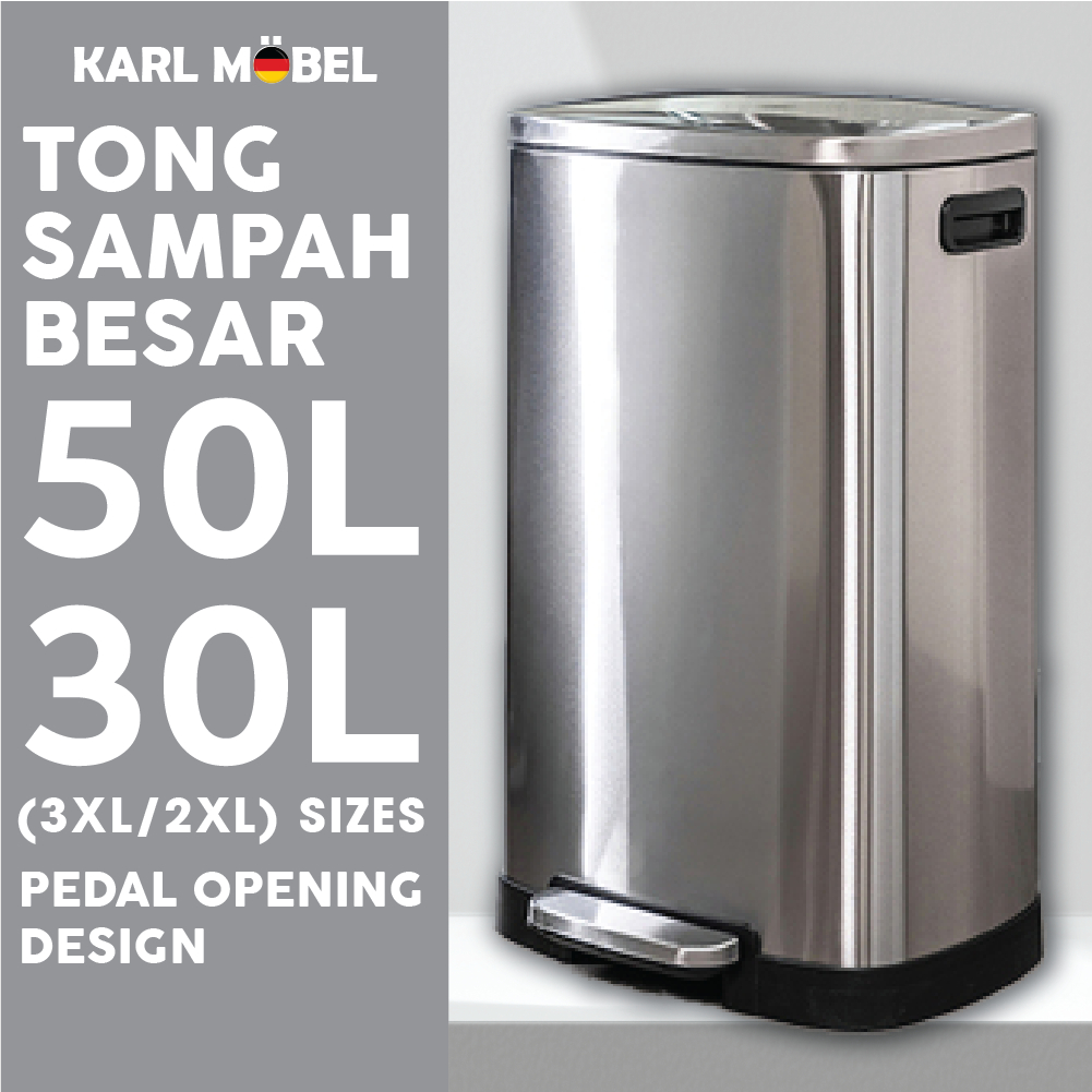 Tong sampah besar Dustbin kitchen large 50L 30L Pedal rubbish bin ...