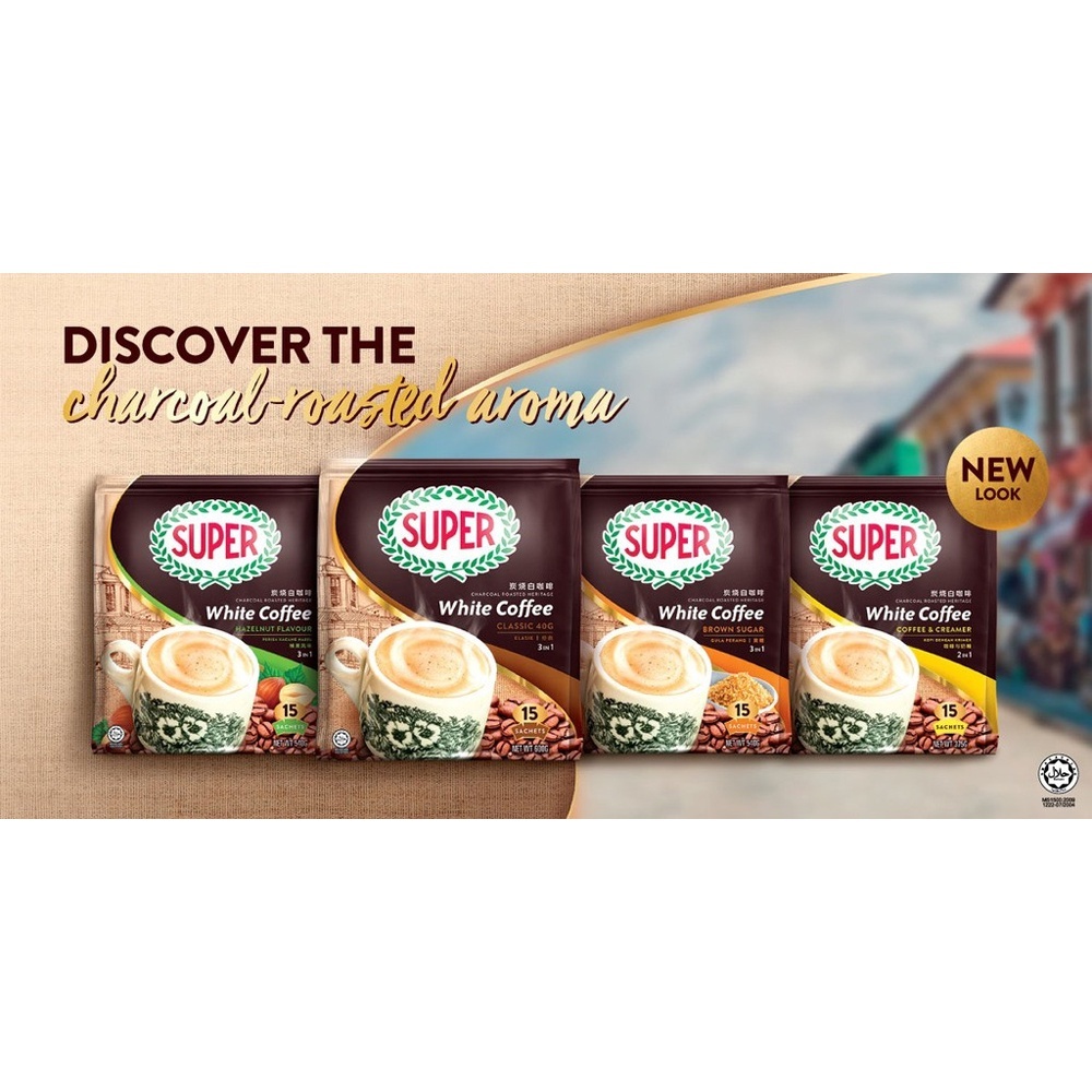 SUPER Charcoal Roasted Heritage White Coffee Classic 3in1 (15sachets ...