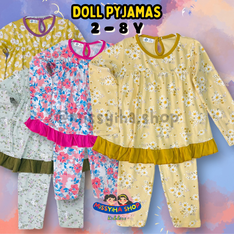 [F1] 2-8Y SDM Girl Long Sleeves Ruffle Doll Pyjamas Set Dress Playset ...