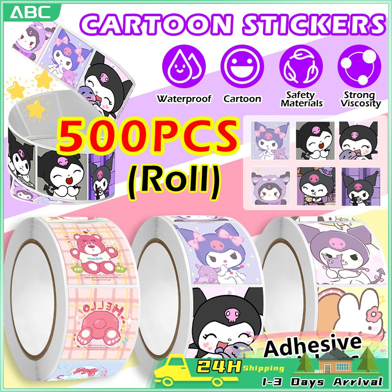 500 Stickers Roll Sanrio Kuromi Sealing Sticker Hand Account Sticker ...
