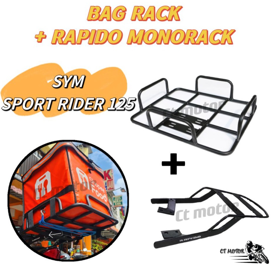ct motor SYM SPORT RIDER 125 RACK Rapido Monorack + Bag Delivery Besi ...