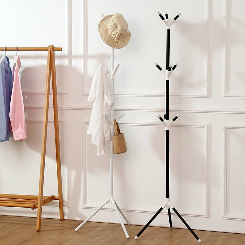 9 Hooks Hanging Pole Standing Clothes Rack Jacket Hanger Umbrella And ...