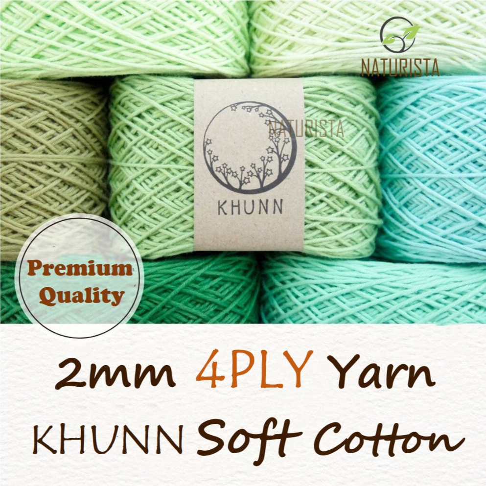 Ship From KL] PLY Soft Cotton Yarn Green Tone KHUNN 100% Premium - Main Image