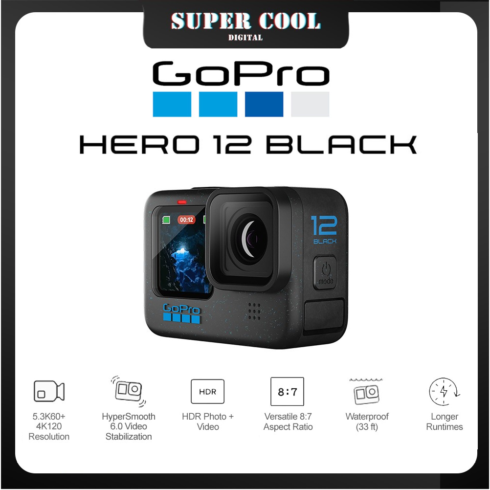 GoPro Hero 12 Black 5.3K60 + 4K120 27MP Action Camera Sport Camera