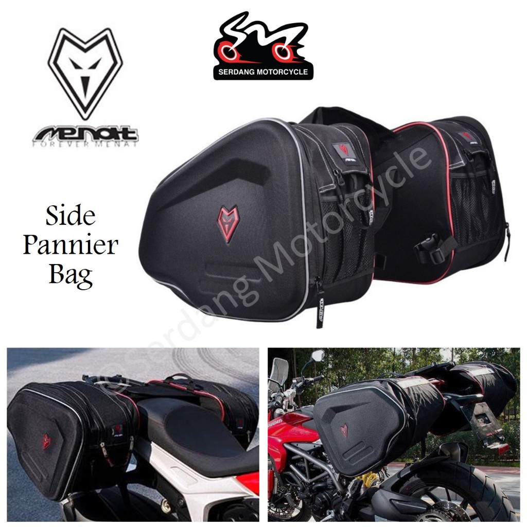 MENAT Side Pannier Bag MB010 Motorcycle Saddlebag Hard Shell Side Bag Expandable 25L 38L Raincover Shopee Singapore