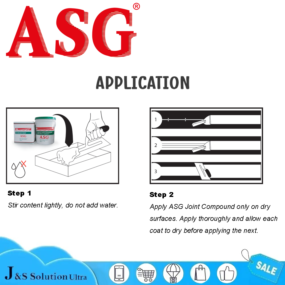 ASG Joint Compound 5kg READY-MIXED /NON-ASBESTOS JOINT COMPOUND 补墙膏 ...