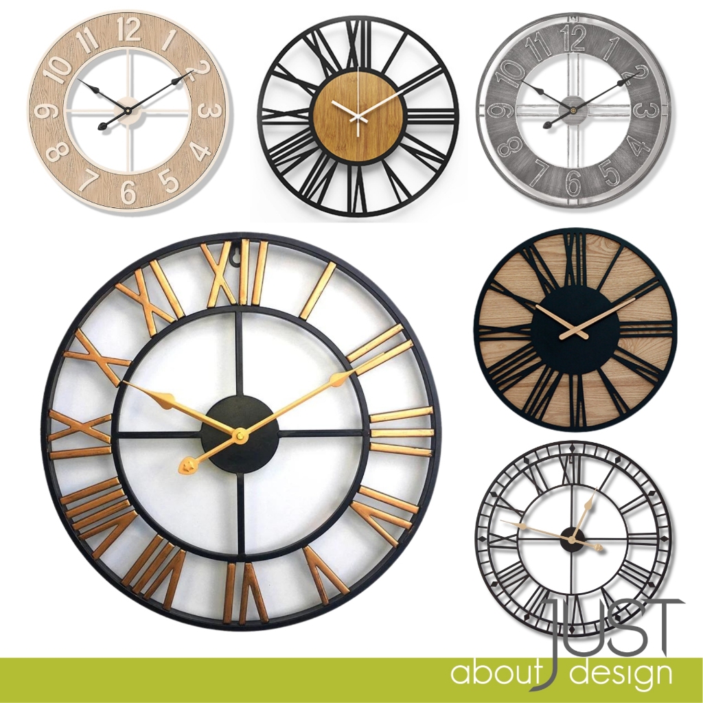 Minimalist Iron Wall Clocks Roman Numeric Patterns Decorations Jam ...