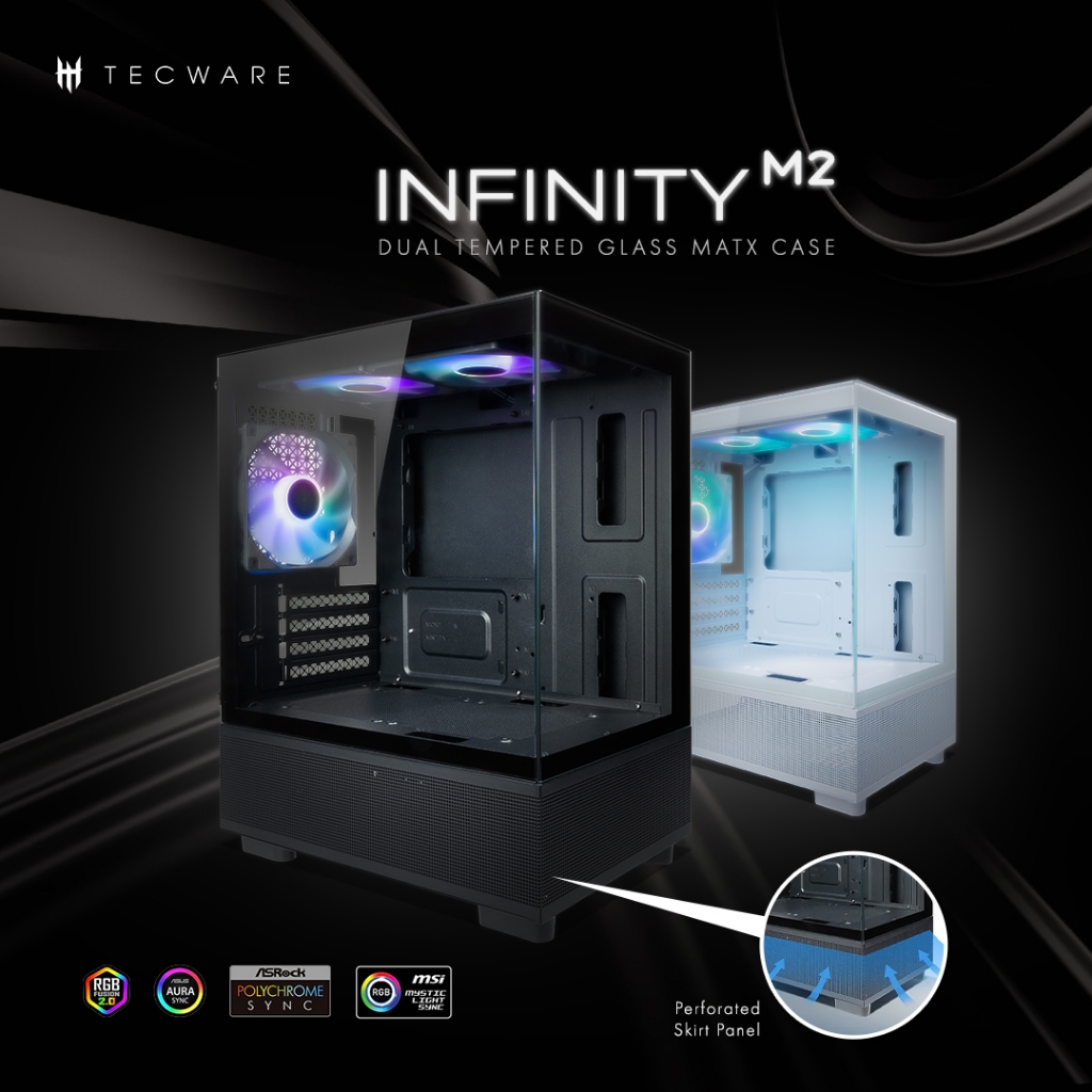 TECWARE Infinity M2 - Mid Tower mATX ARGB TG PC Case With 3 x 120mm Pre ...