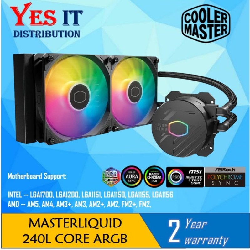 COOLER MASTER MASTERLIQUID 240L CORE ARGB / ML240 ILLUSION AIO COOLER ...