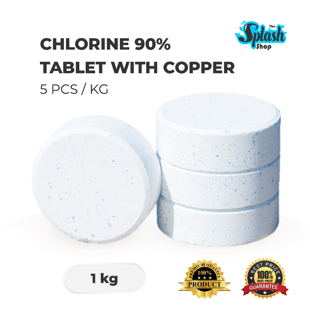 SPLASH Swimming Pool Tablet Chlorine 90 with Copper 1KG Shopee