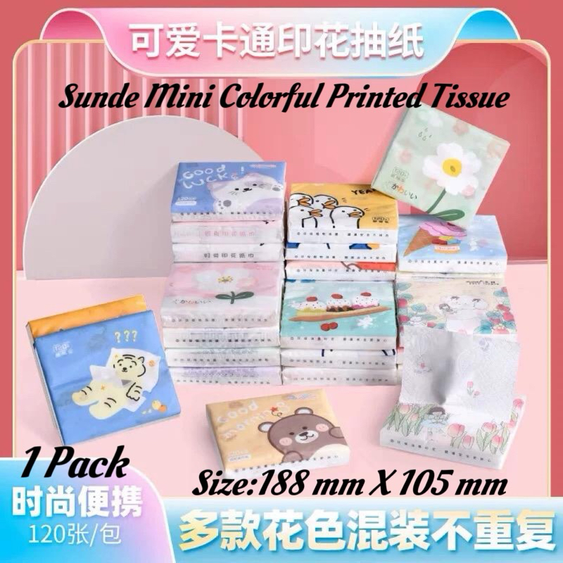 【40pulls*120pcs/Pack】Random Pack Sunde Mini Colorful Printed Tissue ...