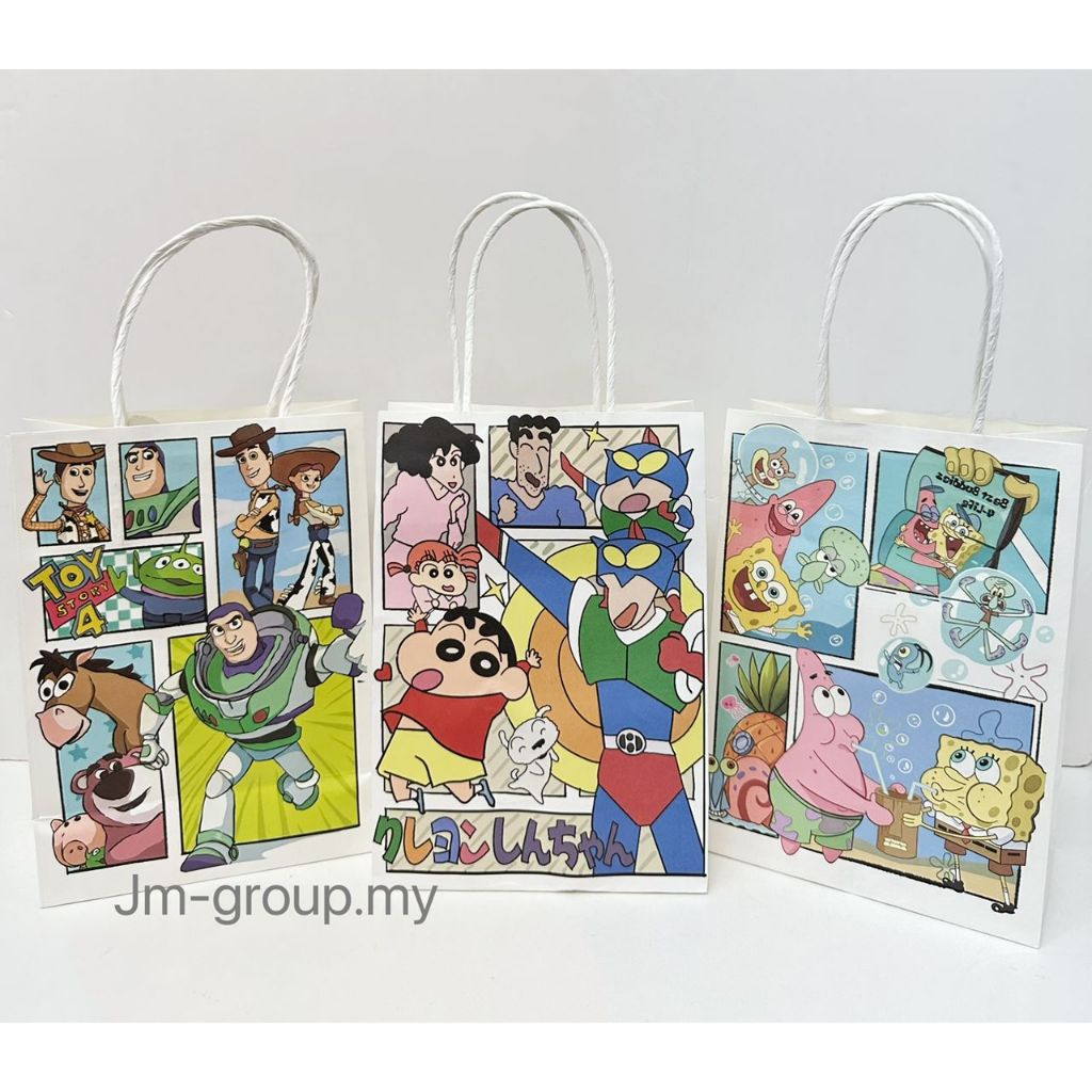 Paper Bag 12PCS (Crayon Shin Chan /Spongebob /Toy Story ) For Children ...