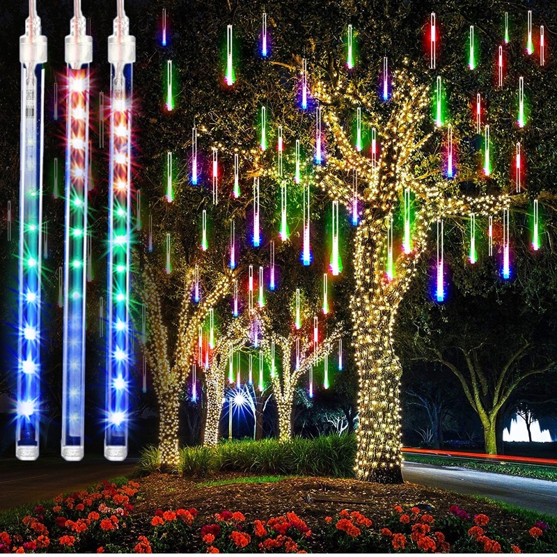 Waterproof 4M LED Meteor Shower Rain Lights, Falling Raindrop Fairy ...