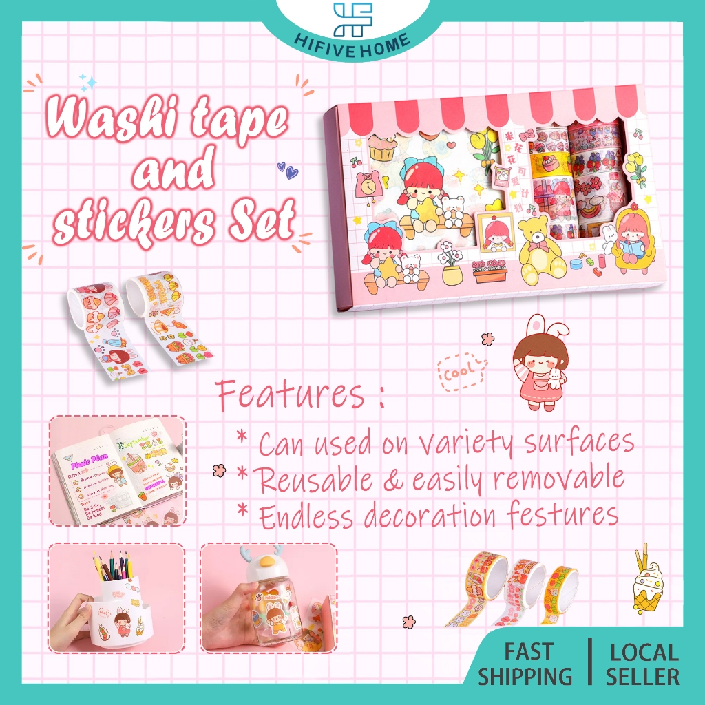 Cute Washi tape and stickers Set Cartoon Stickers Set Memo Journaling ...