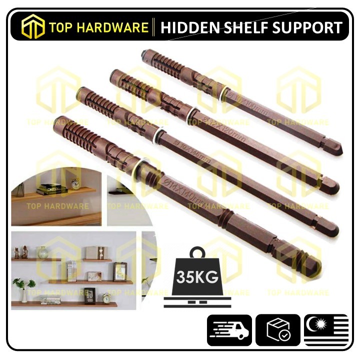 TOP 35KG+ Heavy Duty Floating Shelf Supporting Rod Bracket Concealed ...