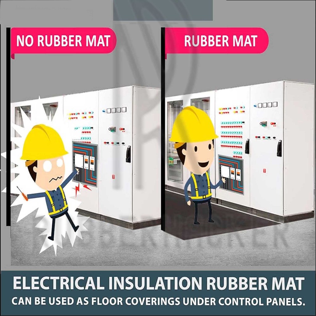 Electrical Insulating Class 1 Rubber Mat 5mm Thickness with 1 meter ...