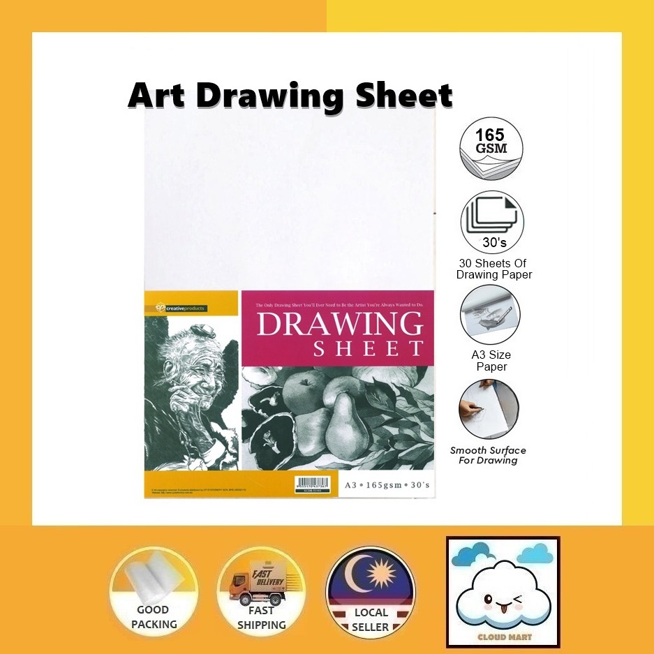 CP A3 Art Drawing Paper Block 30 Sheets 165GSM/ Kertas Lukisan Drawing ...