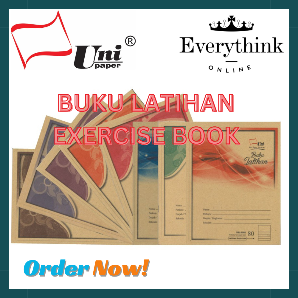 UNI PAPER EXERCISE BOOK UNI KRAFT COVER F5 SIZE 60/80PAGES BUKU LATIHAN ...