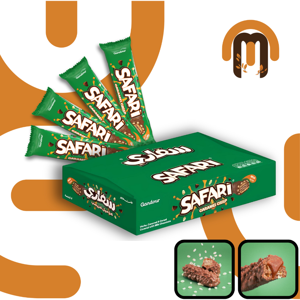 Gandour Safari Caramel Crisp Chocolate (Coklat Biskut) 32g - 1 Box ...