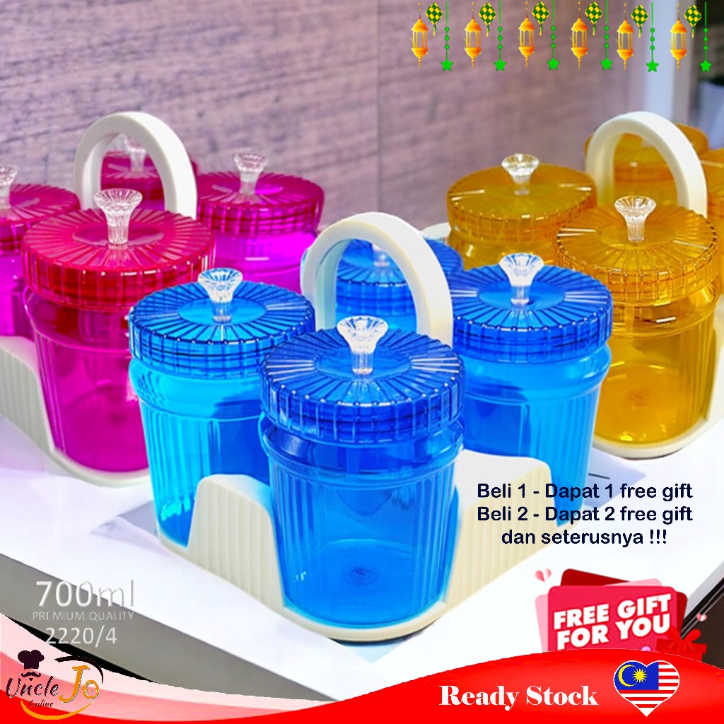 4pcs Set Bekas Kuih Raya Set / Cookies Container Set / Bekas Kuih Raya ...