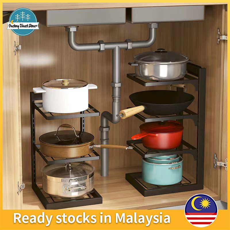 pot rack organizer Rak Bawah Sinki stainless steel kitchen pot and pot ...