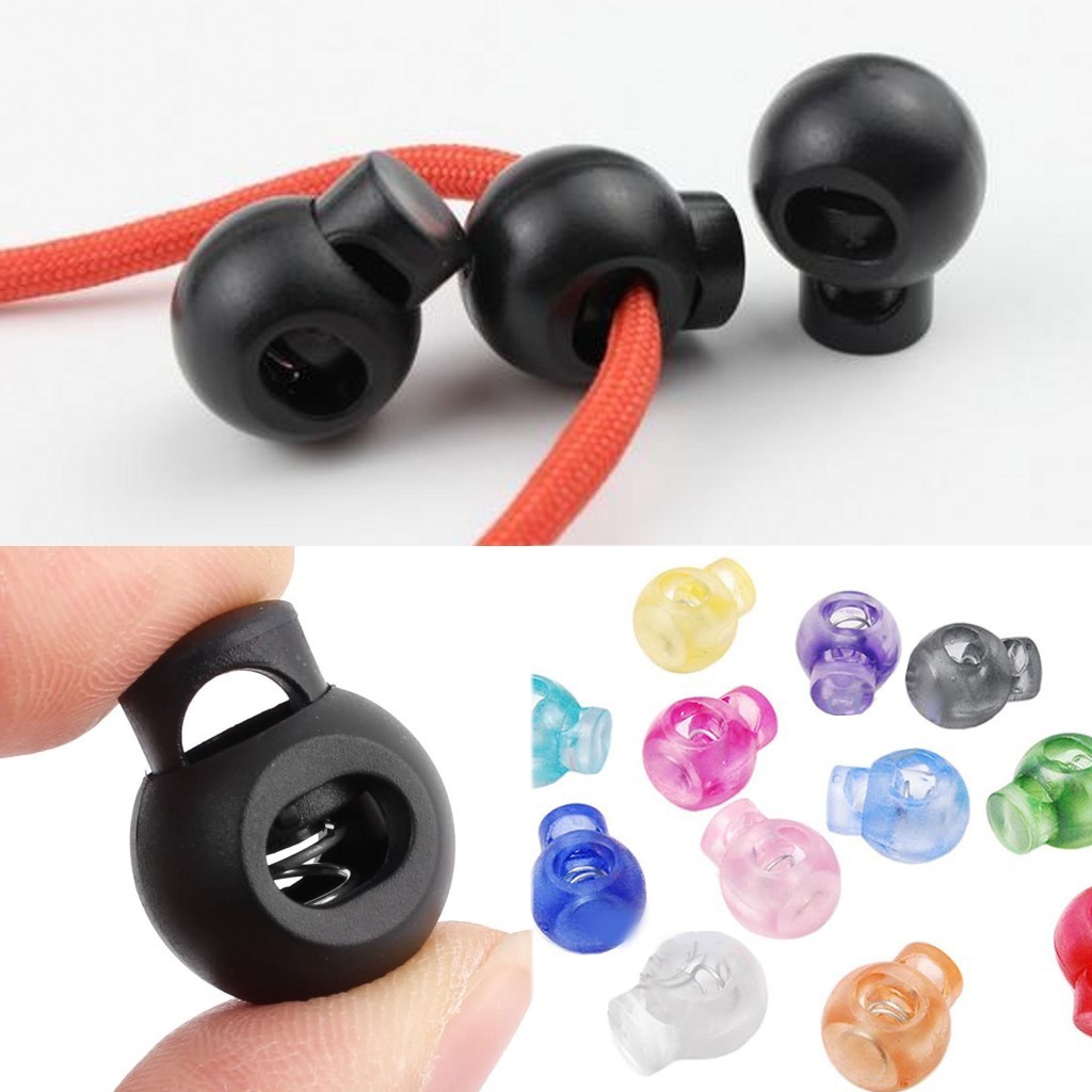 Single Hole Black Clear Round Cord Lock Plastic Bomb Stopper Ball ...