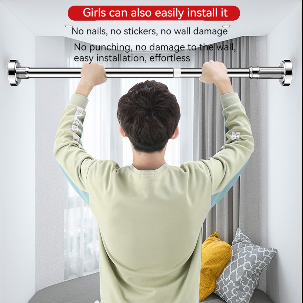 Stainless Steel Adjustable Retraceable Curtain Rod drying rack Cloth Tension Shower Curtain Rod