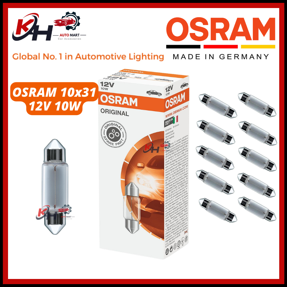 Osram 12V 10x31 6438 10W Car Roof Lamp Halogen Bulb LAMPU BUMBUNG ...
