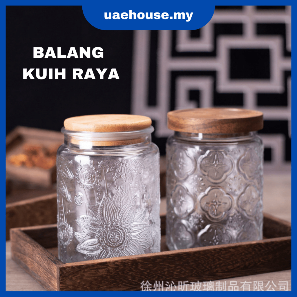 RAYA 2025 Balang Kuih Raya Vintage Glass Jar Canister Storage Jar with ...
