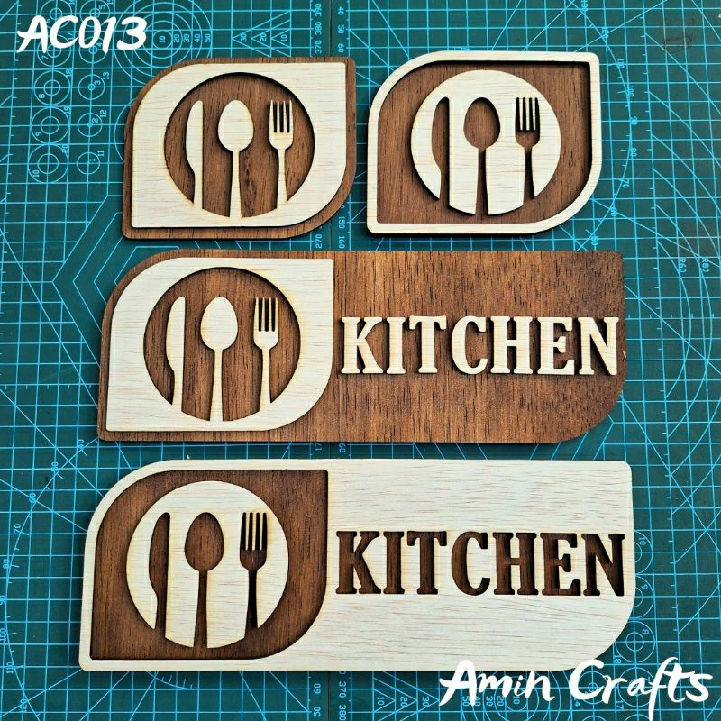 Kitchen Sign Board Wall Sign Door Sign Simbol Dapur Wooded Plywood ...