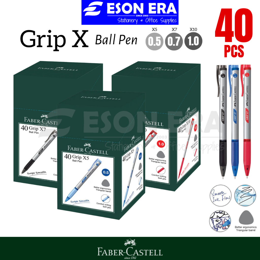 FaberCastell Grip X Retractable Ball Pen (40pcs/box) X5/X7/X10 Bundle