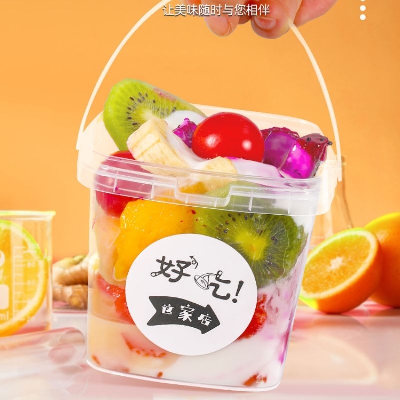 PP Cocktail Container With Handle Food Packaging Box Transparent Cake ...