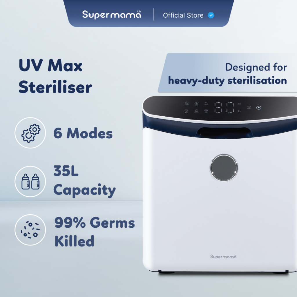 Supermama Lab UV Max Sterilizer | 35 litres | Stores 20 bottles ...