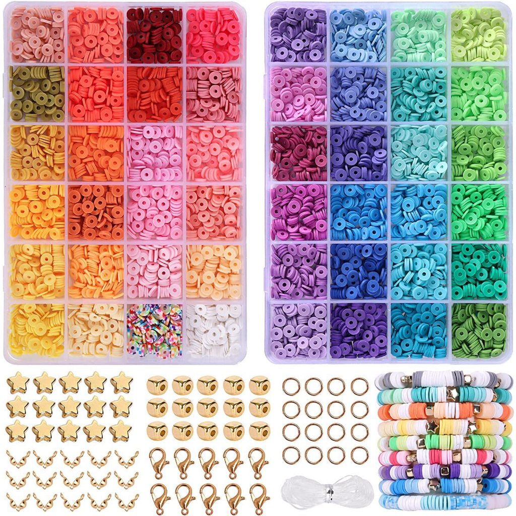 4800pcs 48 Color Polymer Clay Beads Bracelet Making Kit Set With String ...