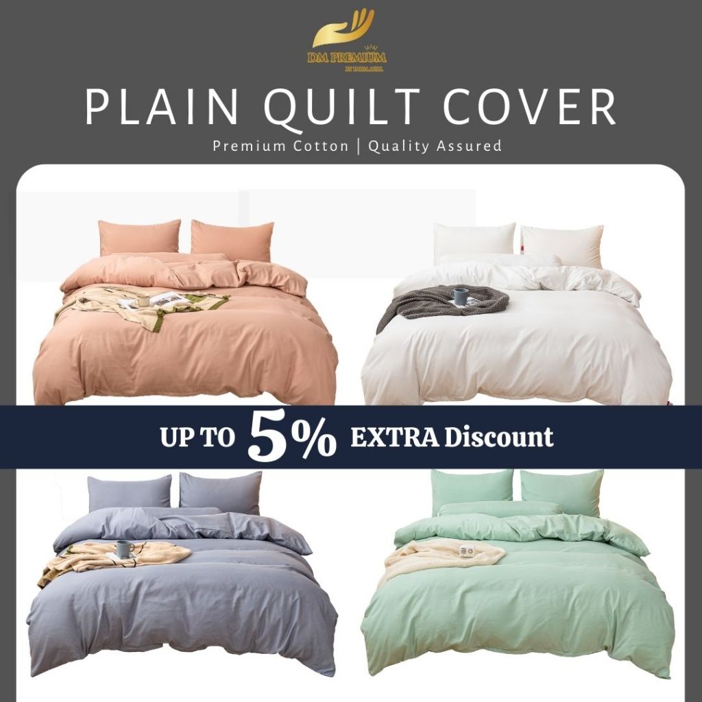 Premium 800 TC Cotton Plain Series Quilt Cover Comforter Protector ...