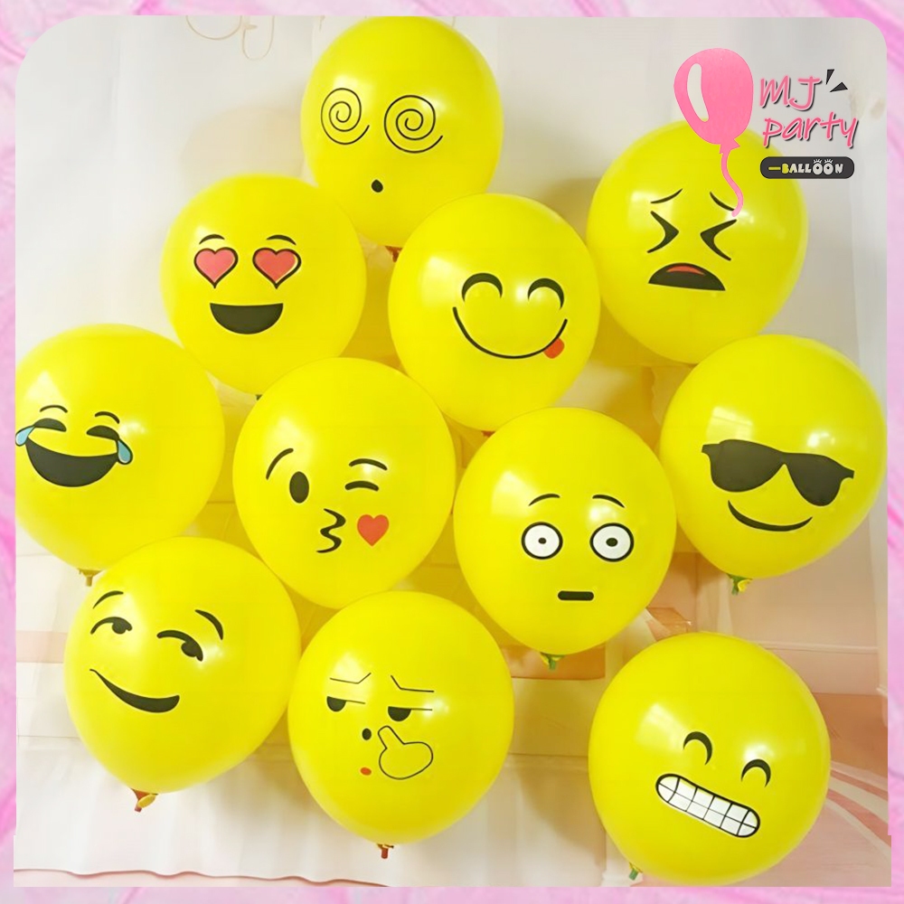 12 Inch Yellow Emoji Balloons Smiley Face Expression Latex Belon Baby ...