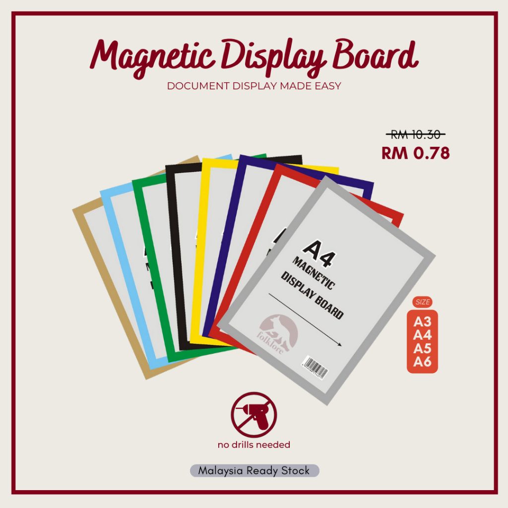 A3/A4/A5/A6 Magnetic Display Board Wall Stick Frame Photo Certificate ...
