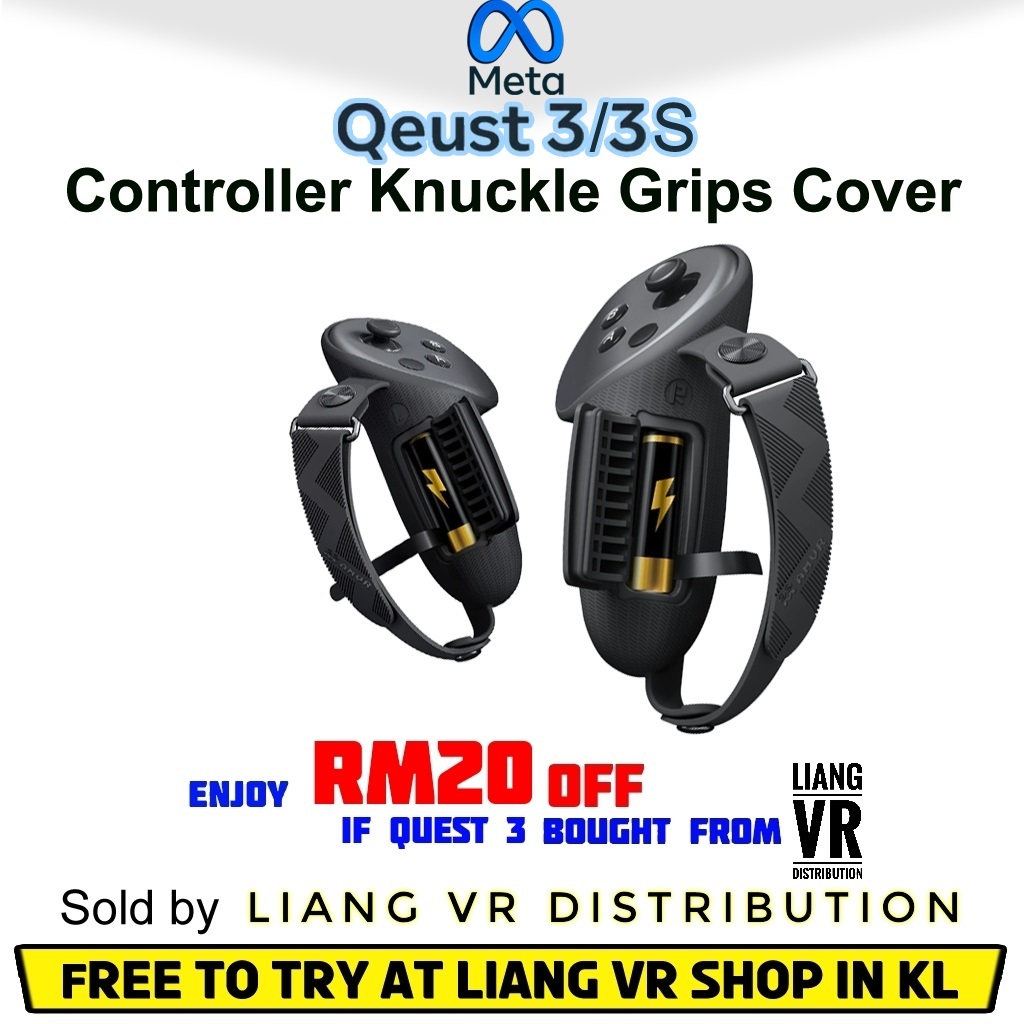 AMVR Anti-Drop Controller Knuckle Grip with Removable Battery Cover for  Meta Quest 3/3S