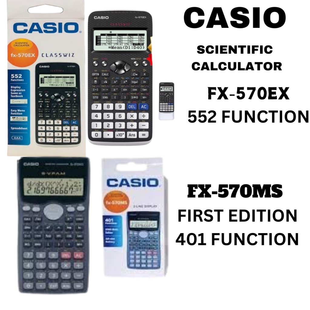 CASIO SCIENTIFIC CALCULATOR FX-570 EX 552 FUNCTION 570 MS kalculator ...