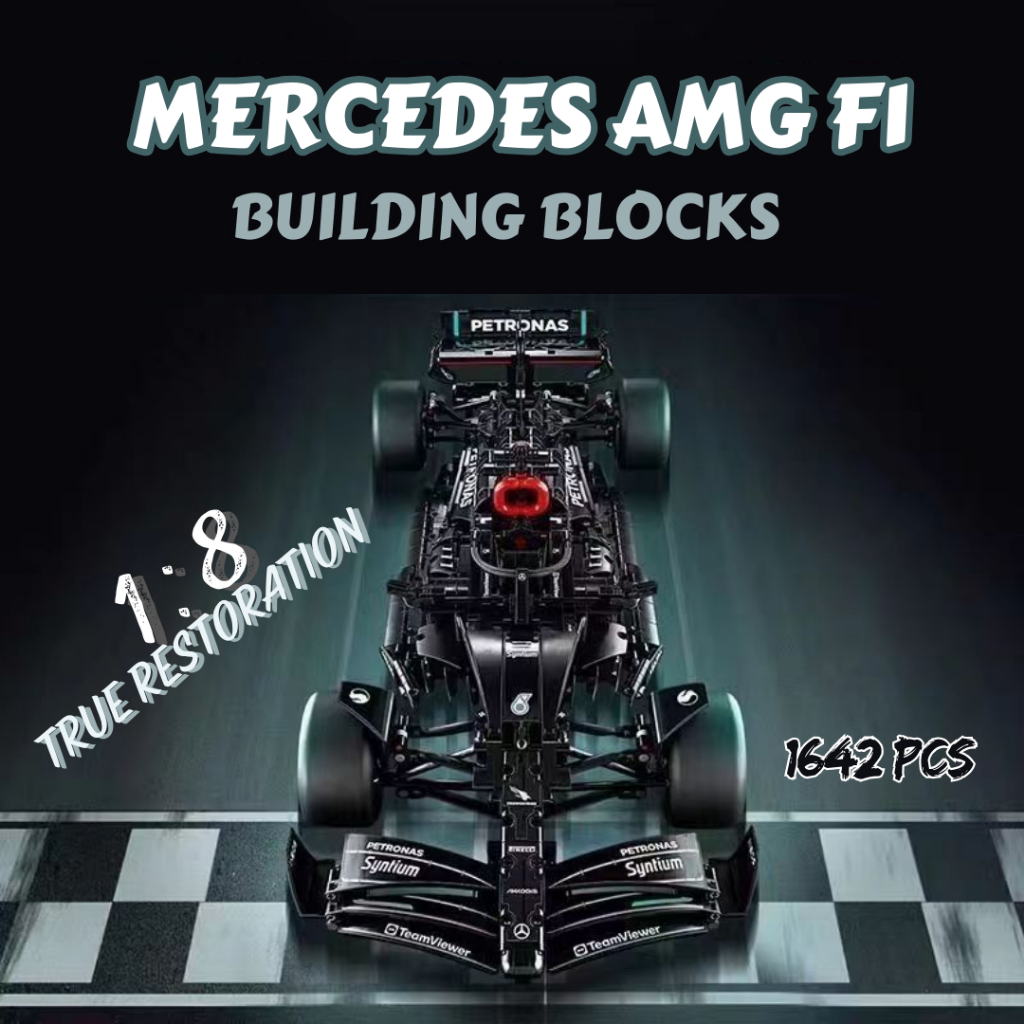 Mercedes AMG F1 Bricks 1642Pcs Sports Car Building Block Kereta ...